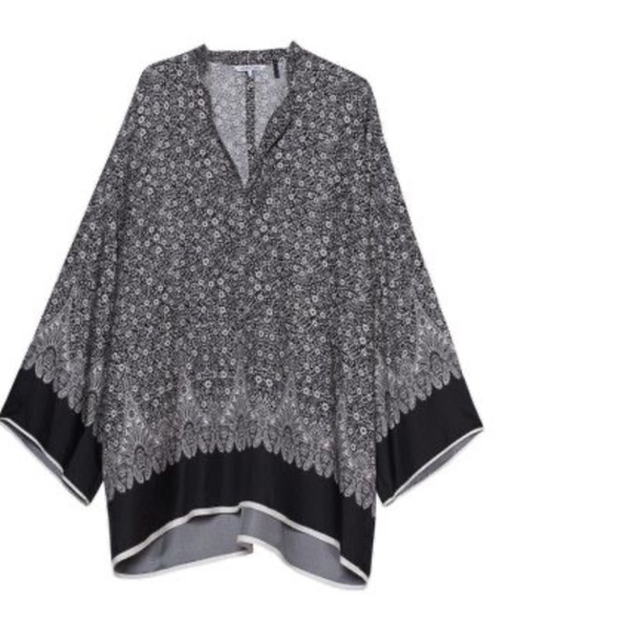 Helmut Lang Silk Printed Floral Kimono Top Black Multi Large new no tags $595 - Picture 6 of 6